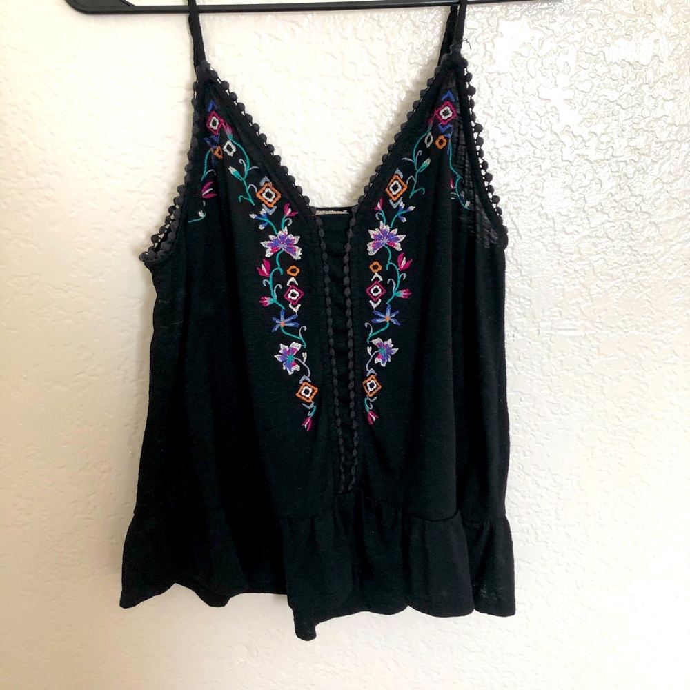 Embroidered Black Tank Top ❤️❤️❤️